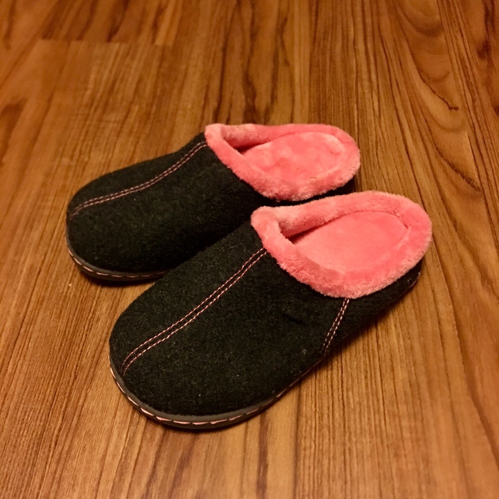 Charcoal and Pink hard soled slippers